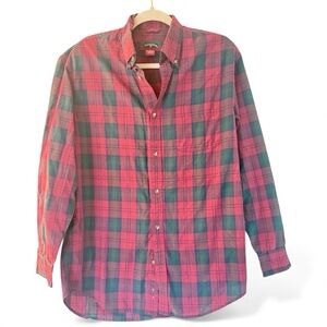 Saddlebred Men's Long Sleeve Button-Up Shirt Red Plaid Size Small Cotton Blend